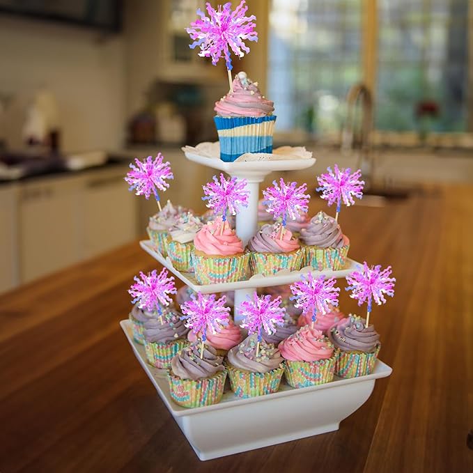 Gyufise 20Pcs Foil Firework Cupcake Toppers Happy Birthday Cake #4