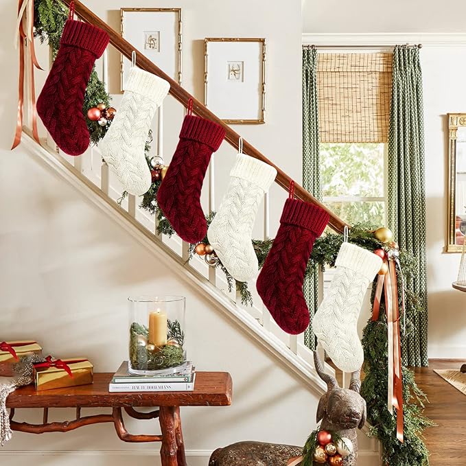 Christmas Stockings Bulk, 20 Inch Burgundy Knit Stockings Christmas