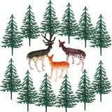 15Pcs Deer Christmas Tree Cake Topper with Tree Deer Figurines