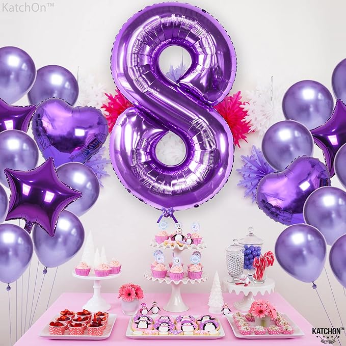 KatchOn, Giant Purple 8 Balloon Number - 40 Inch | Number 8 Balloon