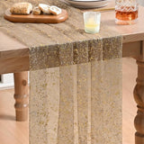 Artoid Mode Coffee Gold Gauze Table Runner 120 Inch 10FT, Glitter