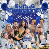 Retirement Party Decorations for Men Women Blue Silver Happy