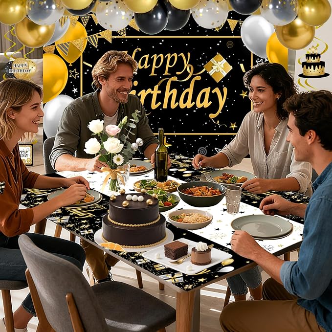 Black and Gold Birthday Decorations Brithday Party Decorations for