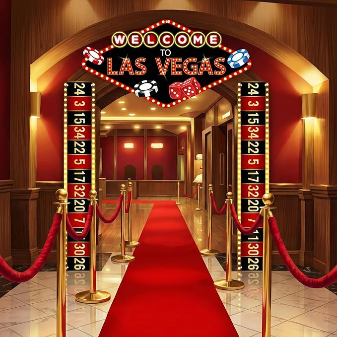 3 Pcs Casino Night Porch Sign Banner Casino Theme Party Decorations