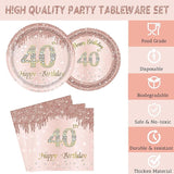 24 Sets 40th Rose Gold Birthday Party Decrations for Women 40