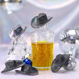 Sotiff 12 Pcs Mini Cowboy Hat Tiny Disco Glitter Hats for Crafts Black