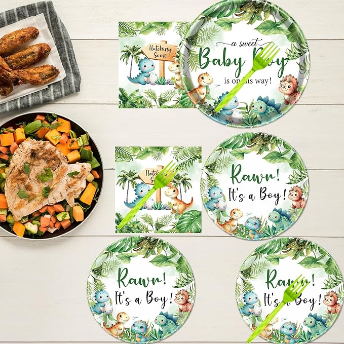 Dinosaur Baby Shower Decorations for Boys 96PCS Rawr Its a Boy Party