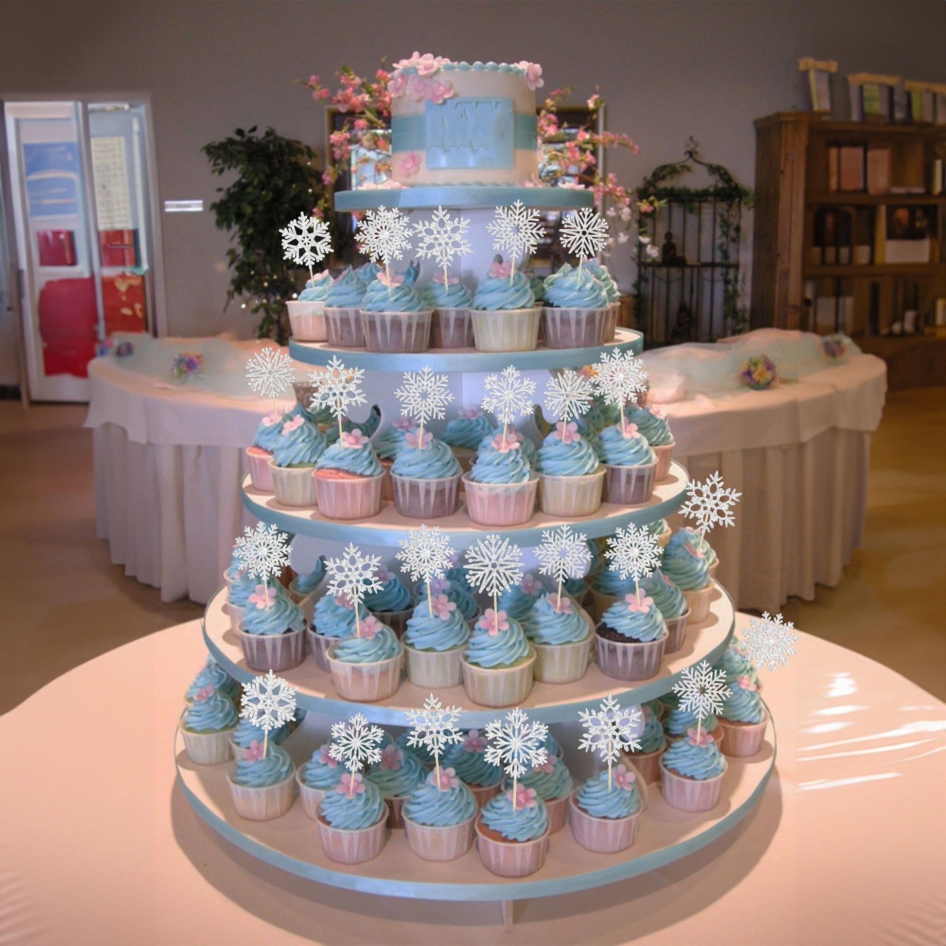 36Pcs Snowflake Cupcake Toppers Frozen Cupcake Picks Winter Frozen