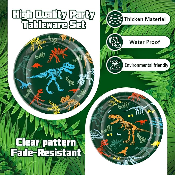Dinosaur Birthday Party Supplies for Kids 96 Piece Dino Theme