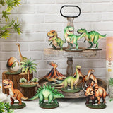 12Pcs Dinosaur Wood Table Sign Tabletop Centerpieces Funny Cartoon