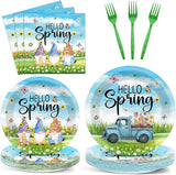 96pcs Spring Party Plates and Napkins Hello Spring Party Decorations