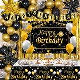 Black and Gold Birthday Decorations for Men Women Black Gold Party