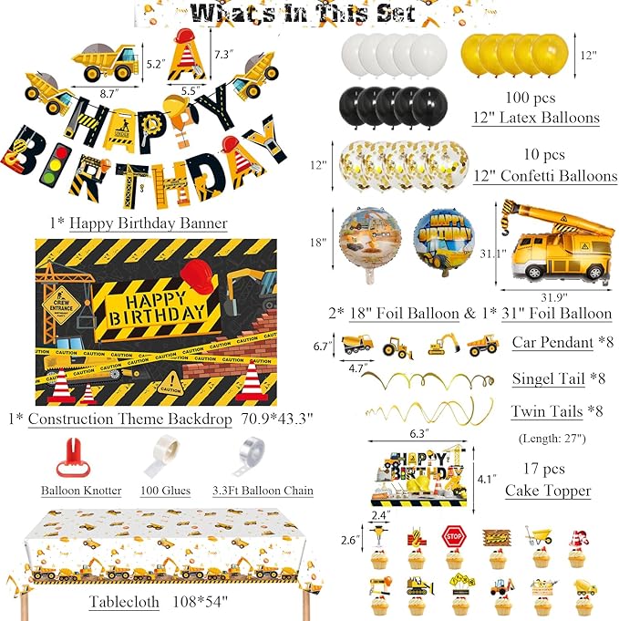 Construction Themed Birthday Party Decorations Digger Dump Truck