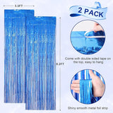 Voircoloria 2 Pack Laser Blue Foil Fringe Backdrop Curtains, Tinsel