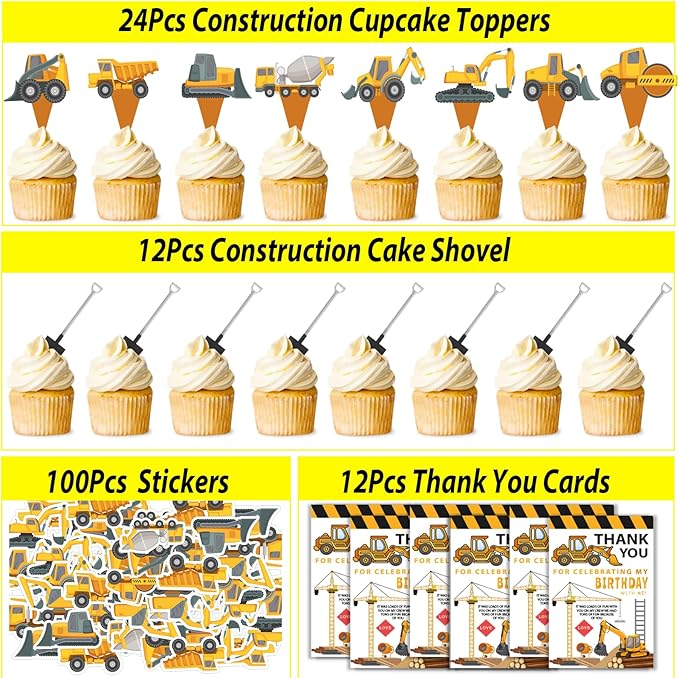 232PCS Construction Birthday Party Supplies Decorations Favors