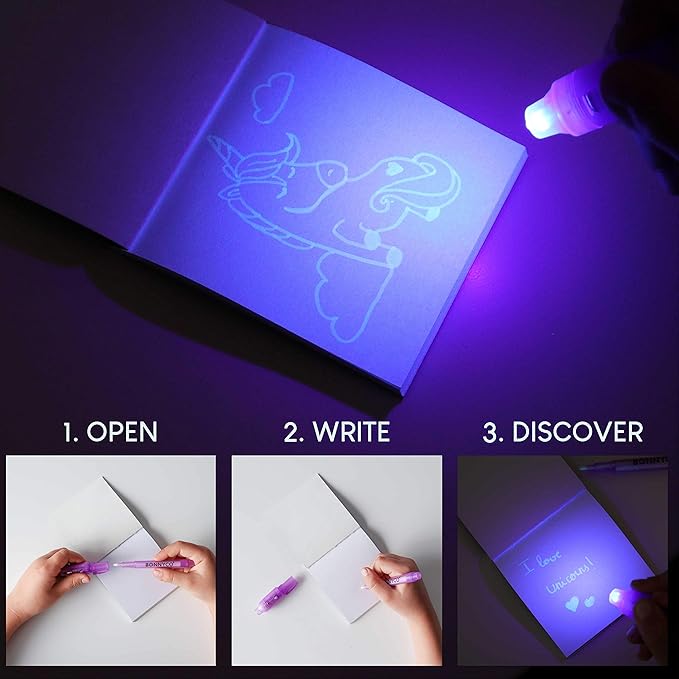 Invisible Ink Pen and Notebook Pack 32 Unicorn Party Favors for Kids