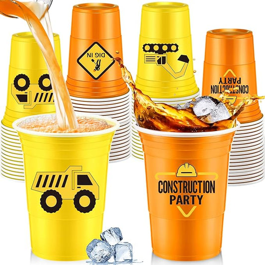 48 Pcs Construction Party Supplies Bulk 16 oz Construction Party