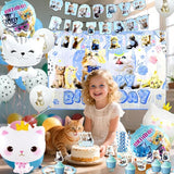 142Pcs Cat Birthday Decorations Cat 1st Birthday Party Supplies Cat
