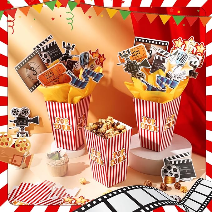 LemonRoad 6 Sets 74 Pcs Movie Night Party Centerpieces Movie Night