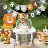Wild One High Chair Banner Brown Green Felt Happy Birthday Banner