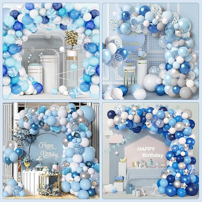 Amandir 153pcs Blue Balloon Garland Arch Kit, Different Sizes 18 12