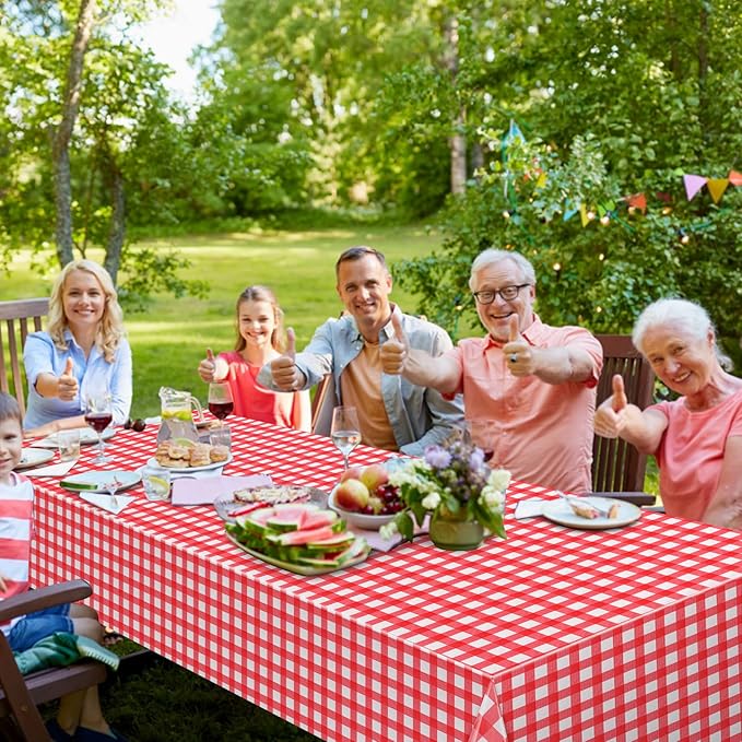 6pcs 54X108inch Red Checkered Tablecloth,Red Gingham Tablecloths