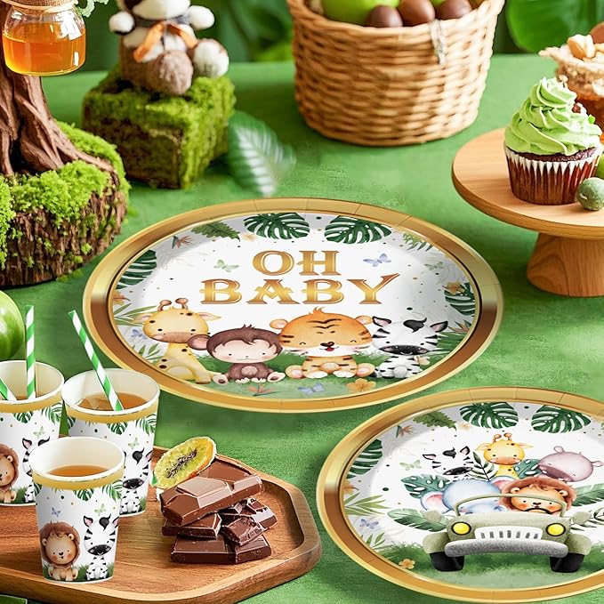 cocomigo 300PCS Safari Baby Shower Decorations 30 Safari Theme