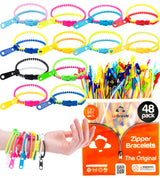 UpBrands 48 Fidget Toys Friendship Zipper Bracelets 7 ½”, Party Favors