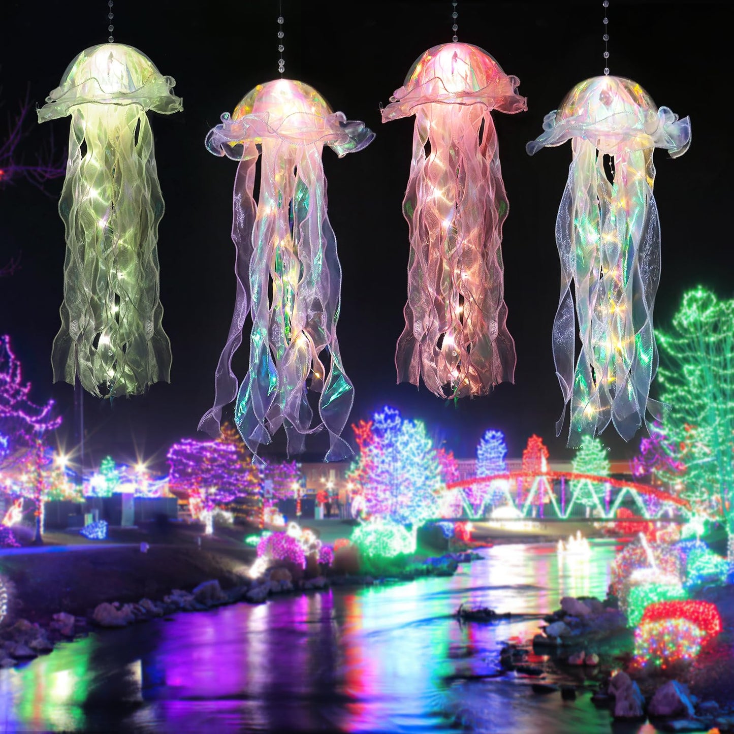 Glitter Iridescent Jellyfish Hanging Decor Jellyfish Kit for Under The