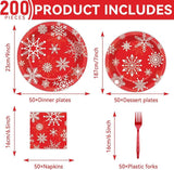 200 PCS Christmas Theme Party Tableware Disposable Merry Christmas