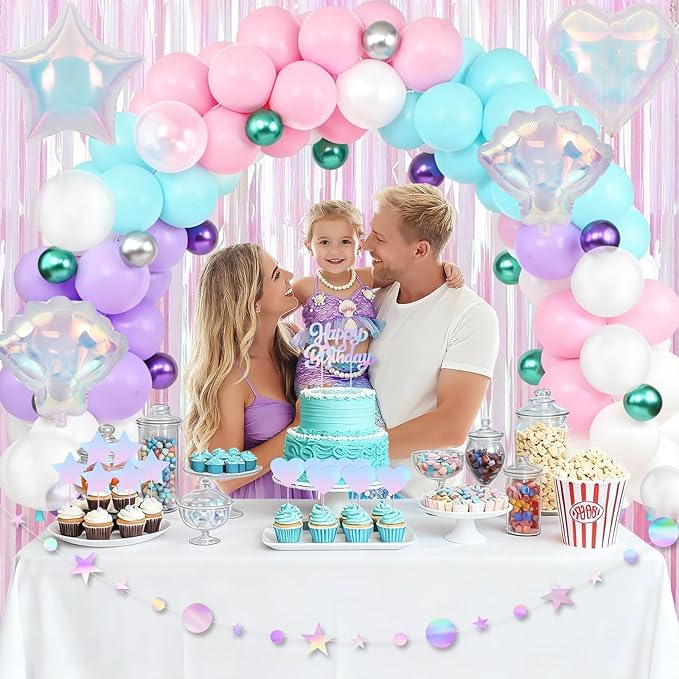 Mermaid Birthday Decorations for Girls Women Iridescent Birthday