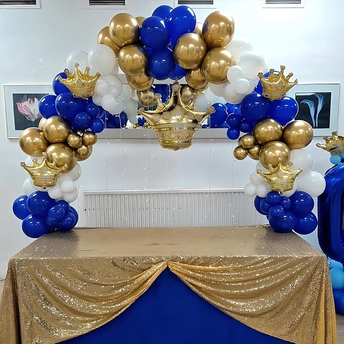 YMSZ Blue and Gold Balloons Set, 67pcs 12 Inch Royal Blue Gold White
