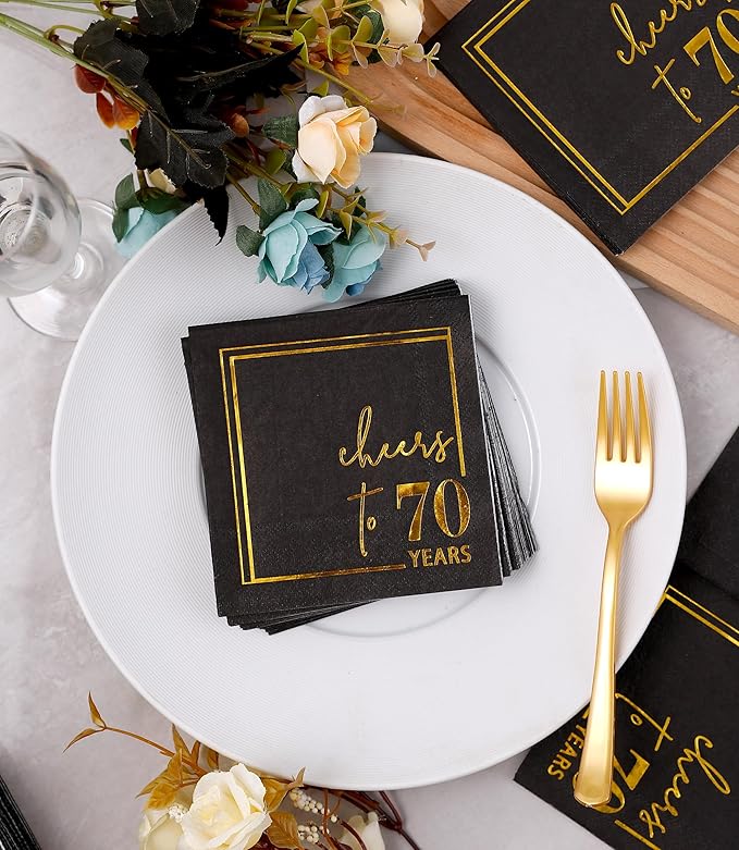 Cheers to Years Cocktail Napkins - 50 PK - 3-Ply Birthday Napkins 5x5