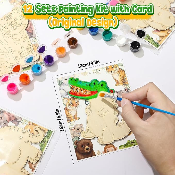 136Pcs Safari Party Favors Jungle Birthday Supplies for Kids Wooden
