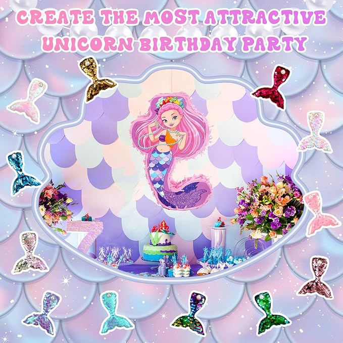 90 Pieces Mermaid Party Favors Includes Piñata Bundle 16 x 12 x 3