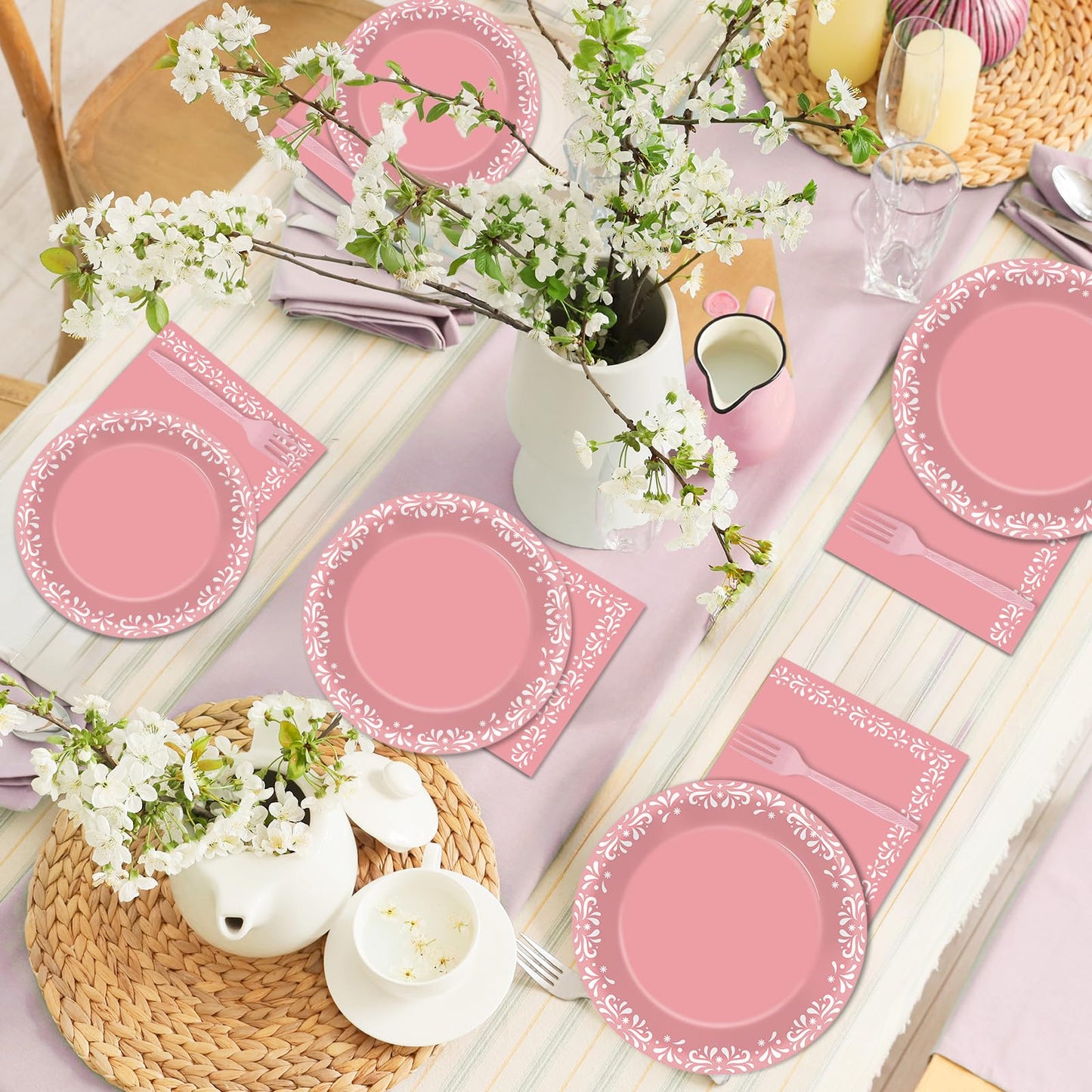 96 Pcs Pink Cielito Party Theme Lindo Decorations Mexican Disposable
