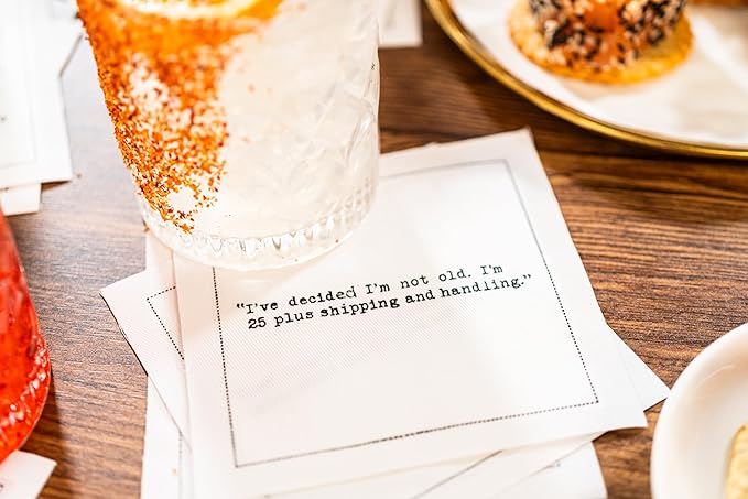 Five Star Funny 30th Birthday Quotes | White Cotton Cocktail Napkins