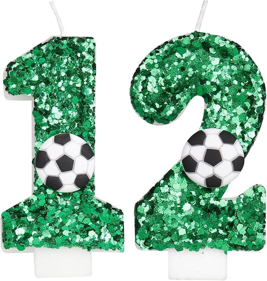 Soccer Candle 12,12 Candles for Birthday Cakes,Number 12 Candle