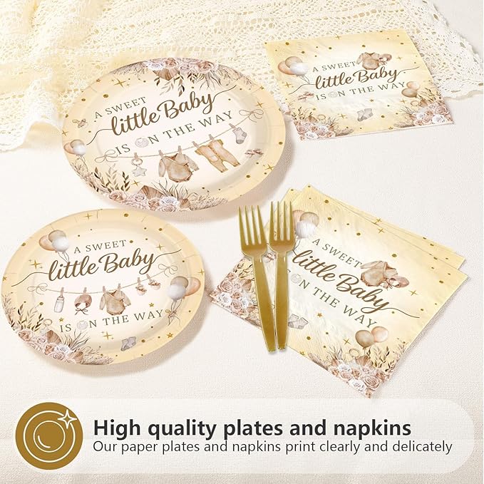 96Pcs Neutral Boho Baby Shower Party Decorations A Sweet Little Baby