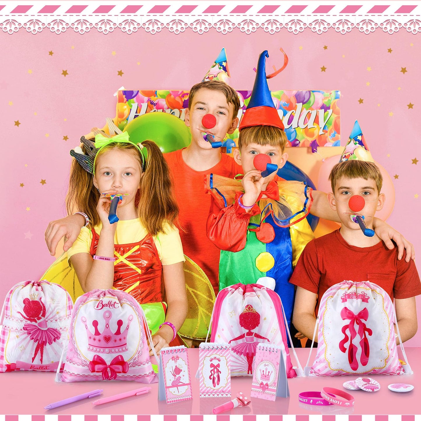 Yeaqee 100Pcs Ballerina Party Favors Include Ballet Drawstring