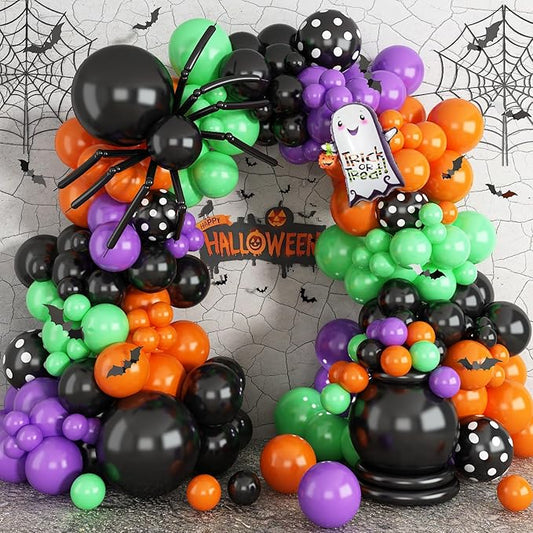 Halloween Balloon Arch Garland Kit Purple and Black Balloons with 3D