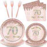 24 Sets 70th Rose Gold Birthday Party Decrations for Women 70