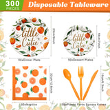 300 Pcs Little Cutie Baby Shower Paper Plates Napkins Party Supplies