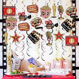 Movie Night Hanging Swirl Set Party Decorations 48 Pcs Hollywood
