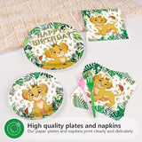 96Pcs Lion Baby Shower Party Decorations Jungle Safari Lion Plates
