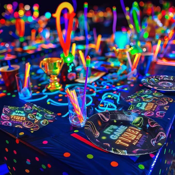 Neon Sports Party Supplies Serves 20 Glow Sports Birthday Party