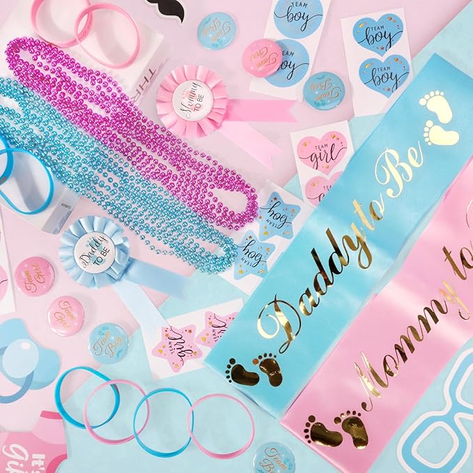 Bluegogo 202 Pcs Baby Gender Reveal Party Supplies Favors Boy or