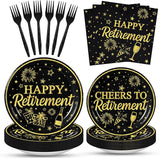 100 Pcs Happy Retirement Tableware Party Supplies Set Serves 25