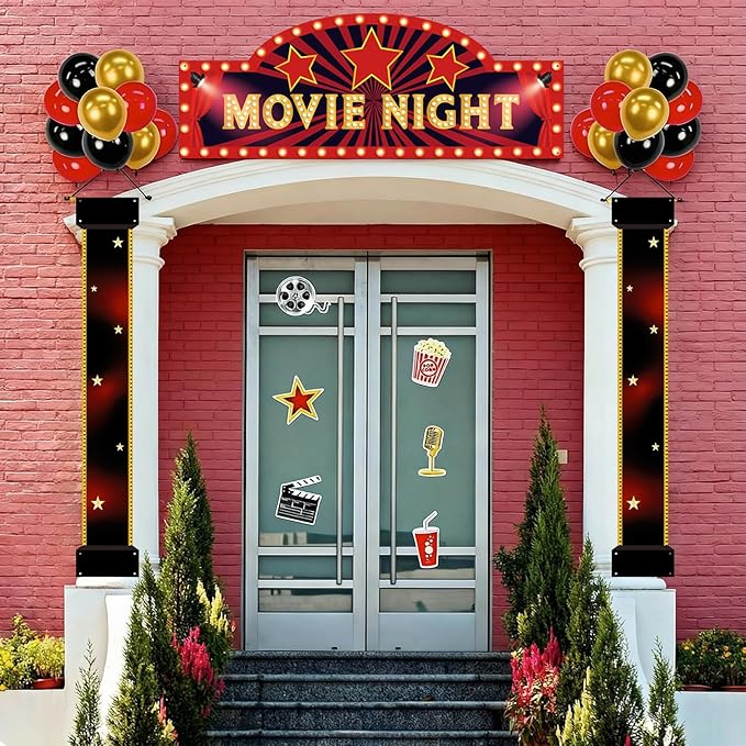 24Pcs Movie Night Themed Party Decorations Supplies Red Carpet