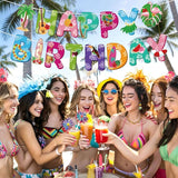 Hawaiian Party Happy Birthday Banner Tropical Luau Birthday Banner